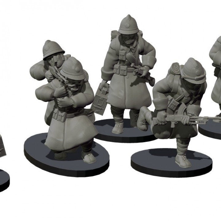 WWII French Light Support Weapons Set (8 models) Various Scales Historical Wargaming (bases not included)
