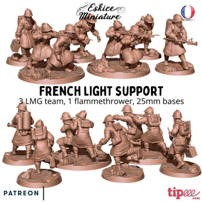 WWII French Light Support Weapons Set (8 models) Various Scales Historical Wargaming (bases not included) (US tariffs are pre-paid by us)