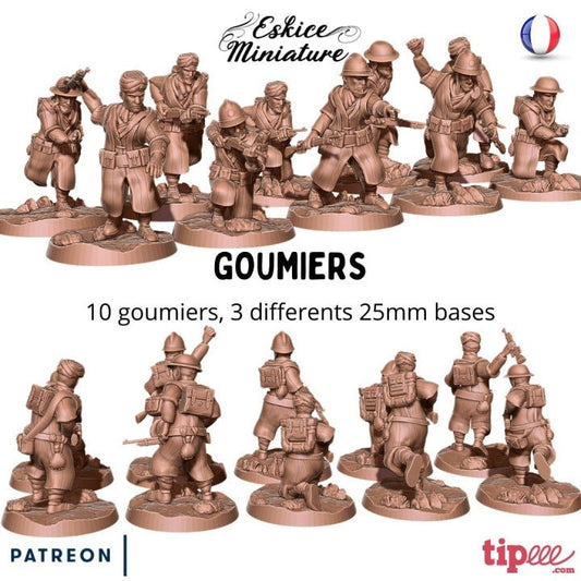 WWII French Moroccan Goumiers Squad (10 models) Various Scales Historical Wargaming (US tariffs are pre-paid by us)