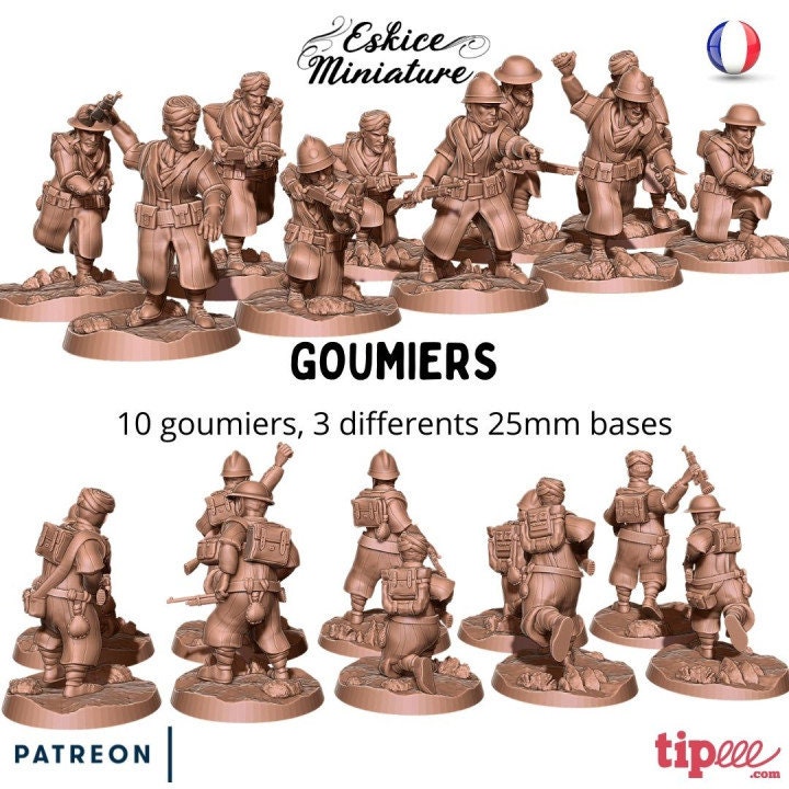 WWII French Moroccan Goumiers Squad (10 models) Various Scales Historical Wargaming