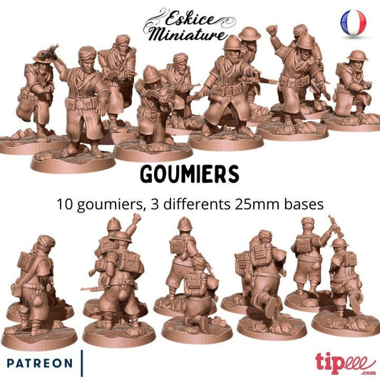 WWII French Moroccan Goumiers Squad (10 models) Various Scales Historical Wargaming