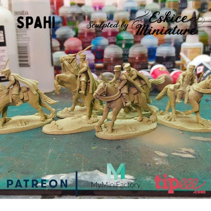 WWII French Spahi Cavalry Unit (6 models) Various Scales Historical Wargaming