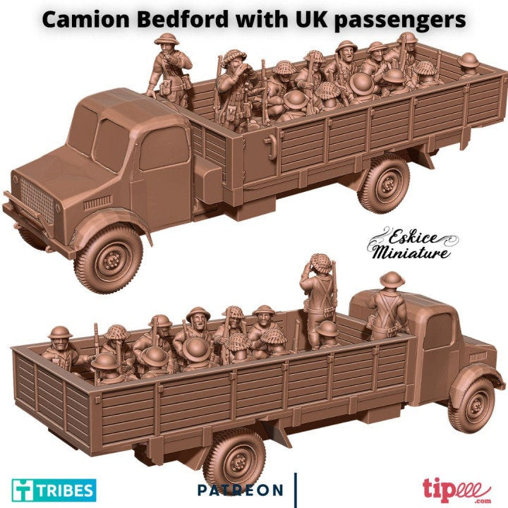 WWII British Camion Bedford Truck with Troops Various Scales Historical Wargaming