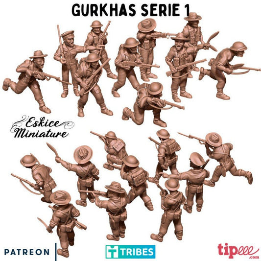 WWII Ghurka Infantry Squad (10 models) Various Scales Historical Wargaming (US tariffs are pre-paid by us)