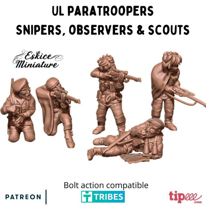WWII UK Paratroopers Snipers Set (5 models) Various Scales Historical Wargaming (US tariffs are pre-paid by us)