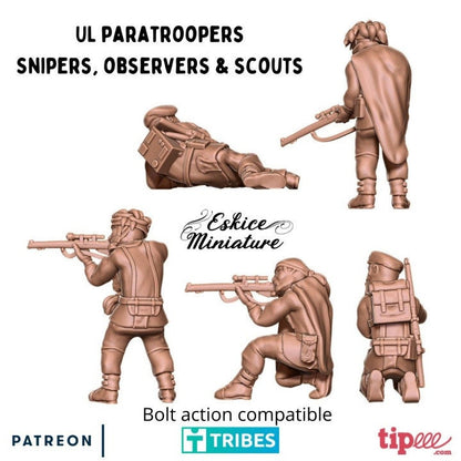 WWII UK Paratroopers Snipers Set (5 models) Various Scales Historical Wargaming (US tariffs are pre-paid by us)