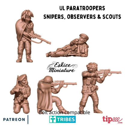 WWII UK Paratroopers Snipers Set (5 models) Various Scales Historical Wargaming (US tariffs are pre-paid by us)