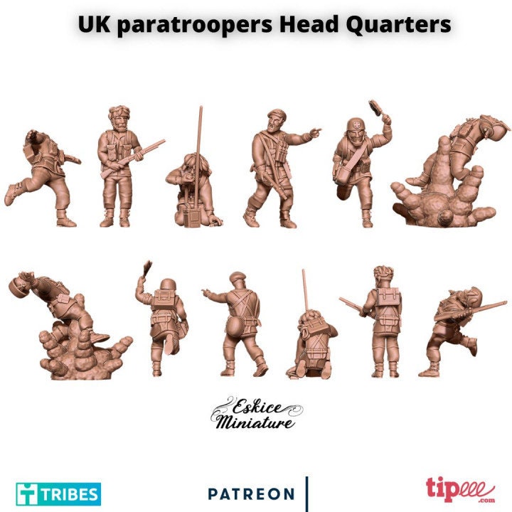 WWII British Paratroopers HQ Set (6 models) Various Scales Historical Wargaming