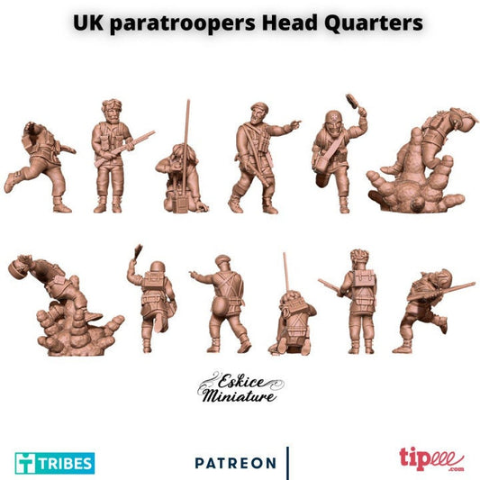 WWII British Paratroopers HQ Set (6 models) Various Scales Historical Wargaming
