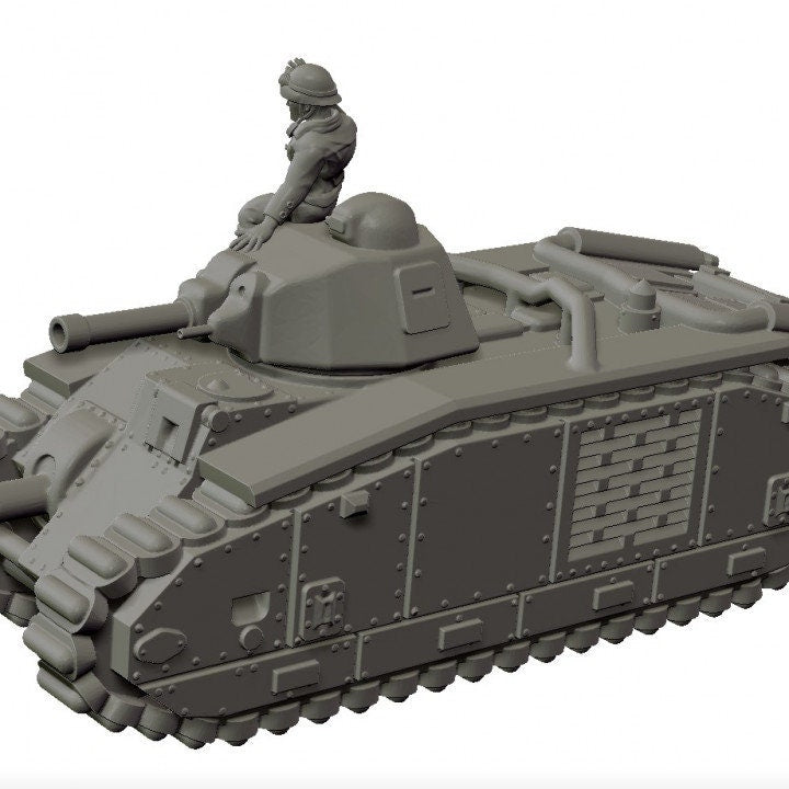 WWII French B1 BIS Tank with Commander Various Scales Historical Wargaming (US tariffs are pre-paid by us)