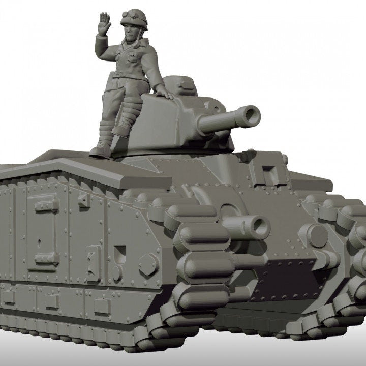WWII French B1 BIS Tank with Commander Various Scales Historical Wargaming