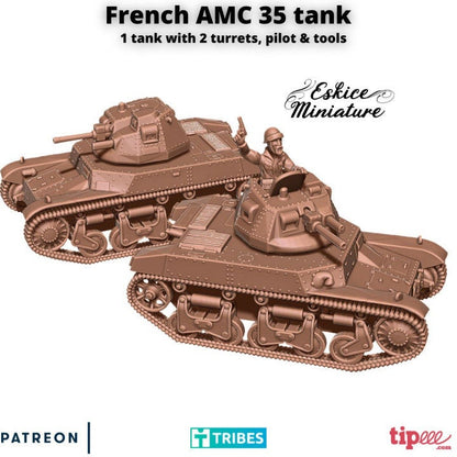 WWII French AMC 35 Tank Various Scales Historical Wargaming (US tariffs are pre-paid by us)