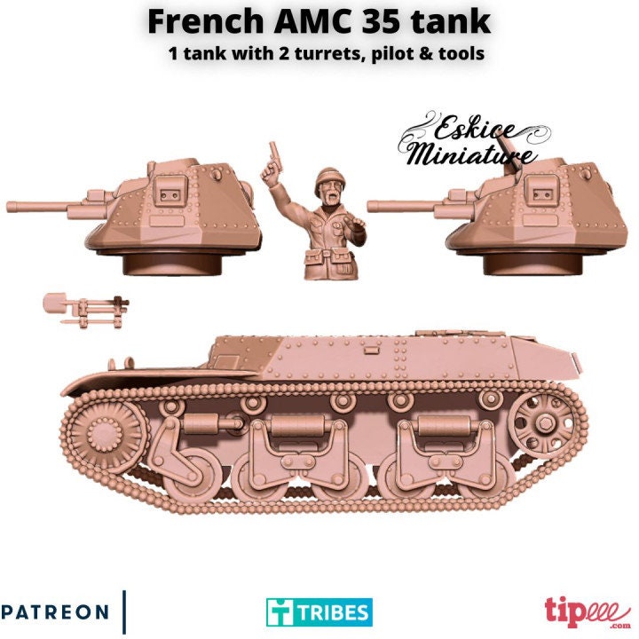 WWII French AMC 35 Tank Various Scales Historical Wargaming (US tariffs are pre-paid by us)