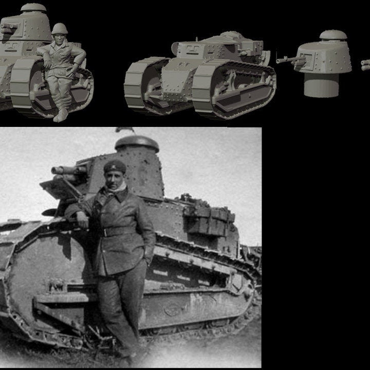 WWII French FT17 with Driver (2 Turrets) Various Scales Historical Wargaming (US tariffs are pre-paid by us)