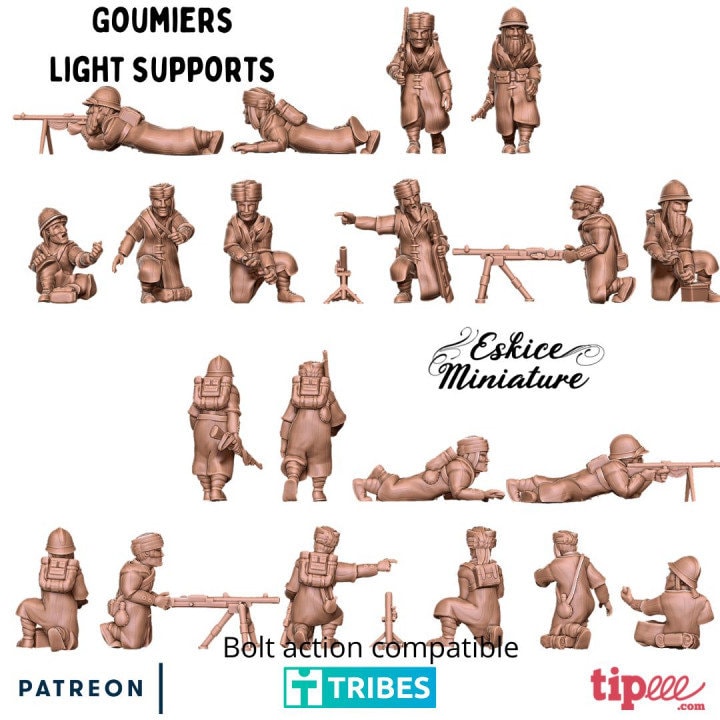 WWII French Goumiers Light Support Set (10 models) Various Scales Historical Wargaming (US tariffs are pre-paid by us)