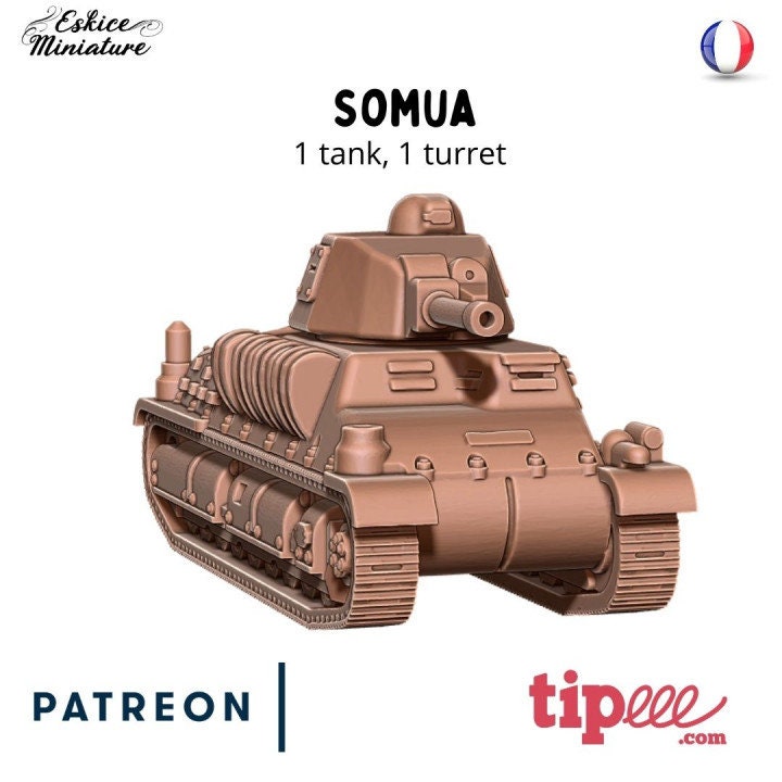 WWII French Somua Tank Various Scales Historical Wargaming (US tariffs are pre-paid by us)