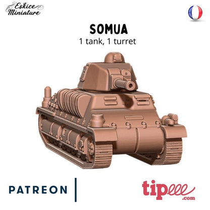 WWII French Somua Tank Various Scales Historical Wargaming (US tariffs are pre-paid by us)