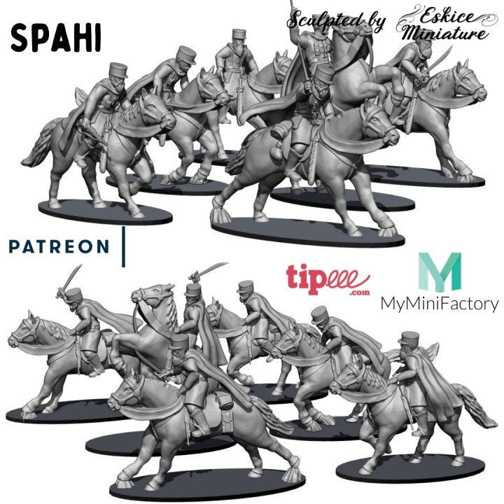 WWII French Spahi Cavalry Unit (6 models) Various Scales Historical Wargaming (US tariffs are pre-paid by us)