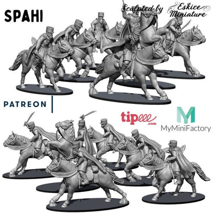 WWII French Spahi Cavalry Unit (6 models) Various Scales Historical Wargaming