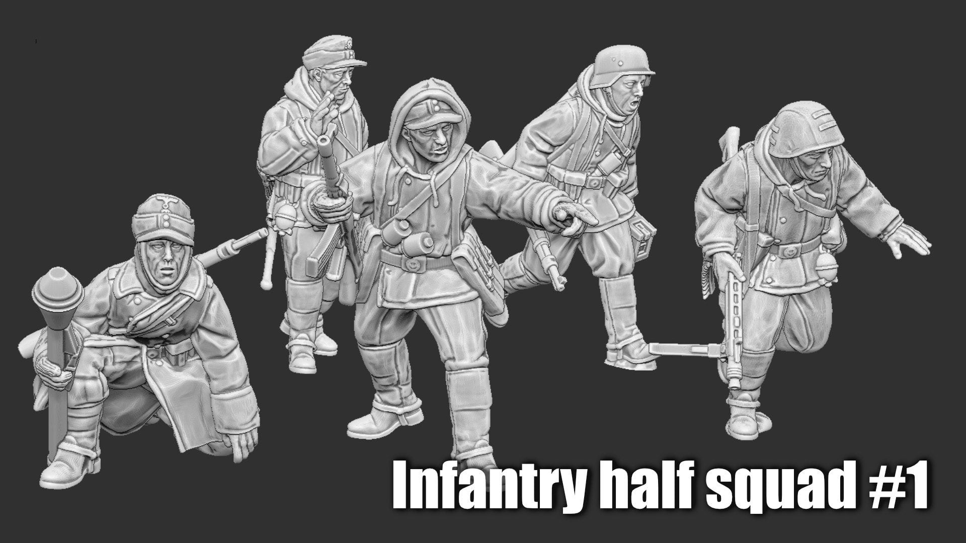 WWII German Late War Cavalry Dismounted Squad (10 models) Various Scales Historical Wargaming