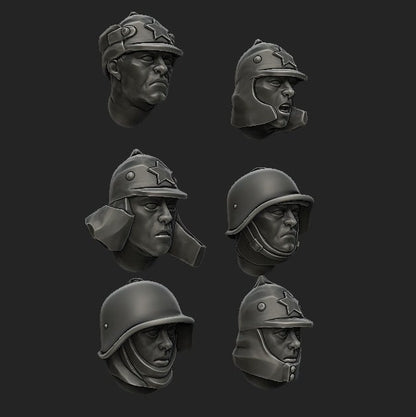 WWII Soviet Winter War Heads 2 (Set of 12) Various Scales Historical Wargaming (US tariffs are pre-paid by us)