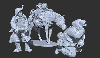 WWII Late War German Cavalry – Field Telephone (3 models) Various Scales Historical Wargaming