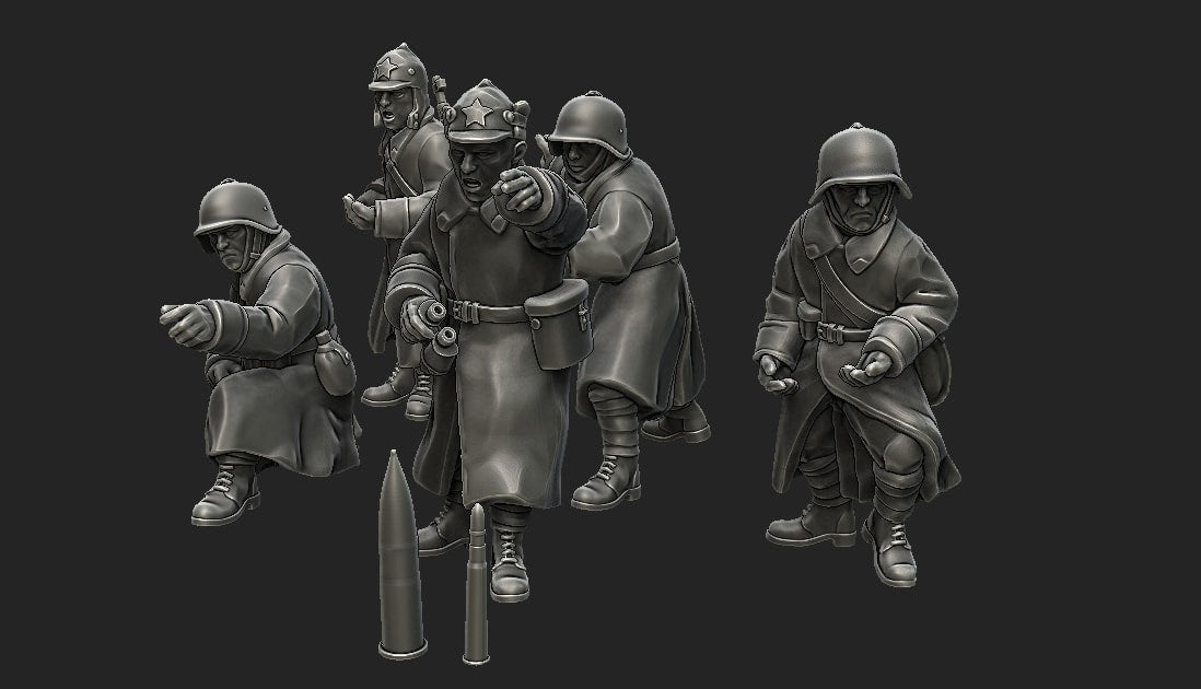 WWII Soviet Winter War Generic Artillery Crew (5 models) Various Scales Historical Wargaming
