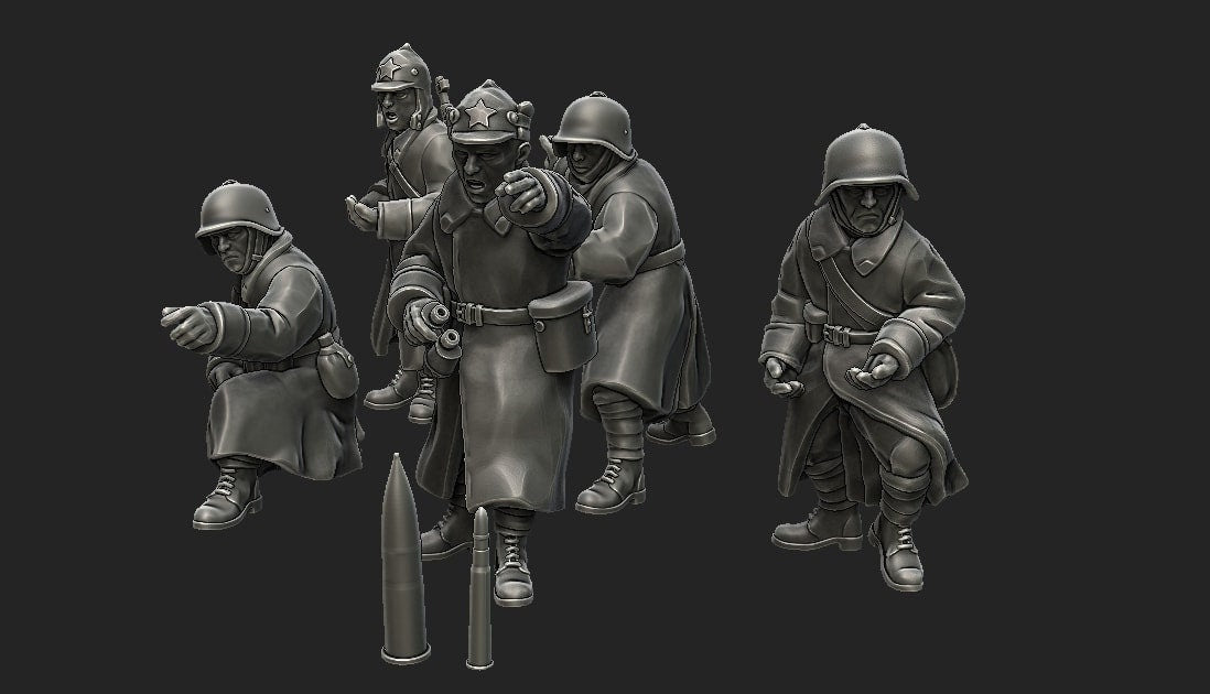 WWII Soviet Winter War Generic Artillery Crew (5 models) Various Scales Historical Wargaming (US tariffs are pre-paid by us)