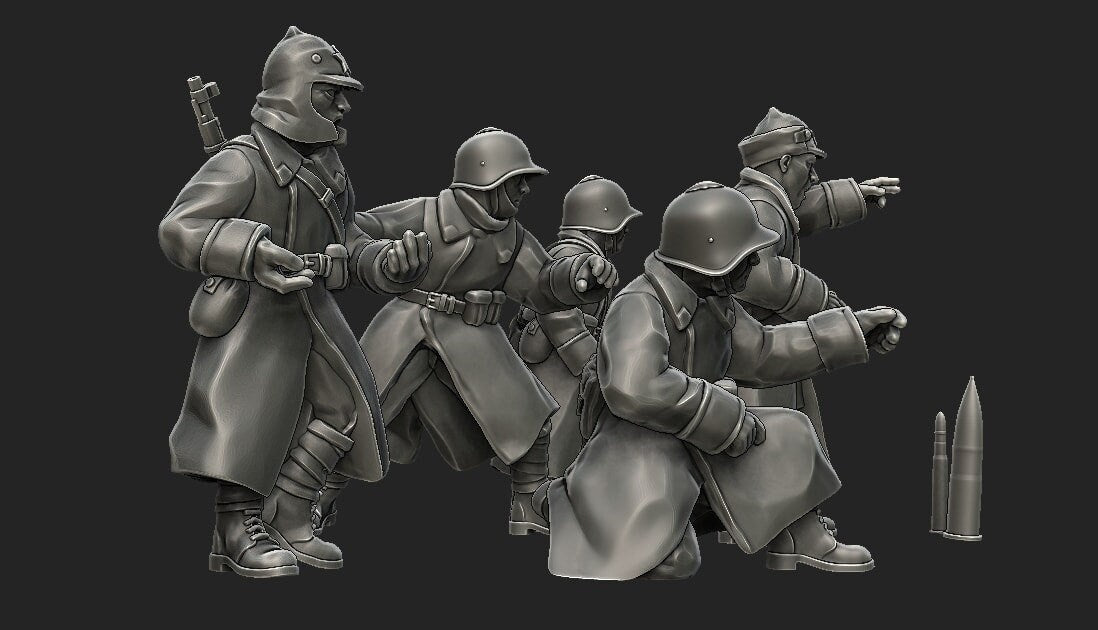 WWII Soviet Winter War Generic Artillery Crew (5 models) Various Scales Historical Wargaming