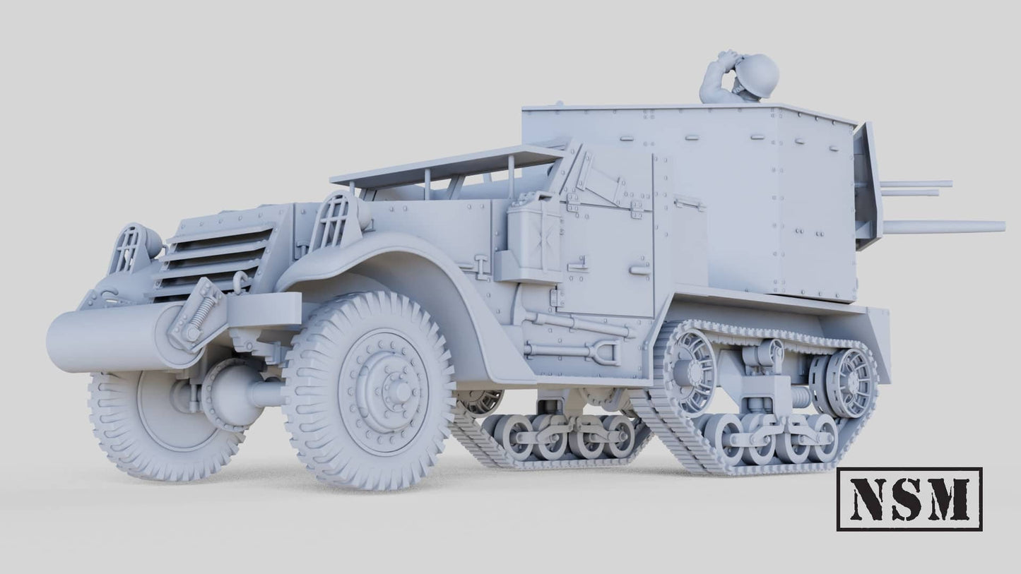 WWII US M15 MGMC Halftrack Resin (2 crew and driver) Historical Wargaming