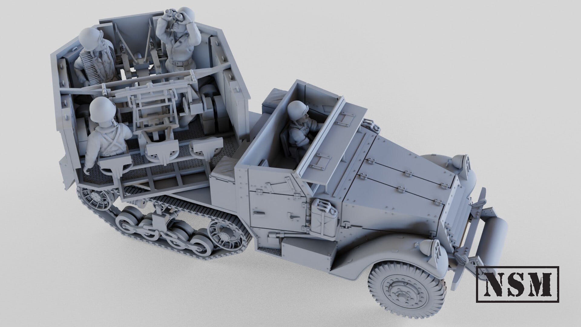 WWII US M15 MGMC Halftrack Resin (2 crew and driver) Historical Wargaming