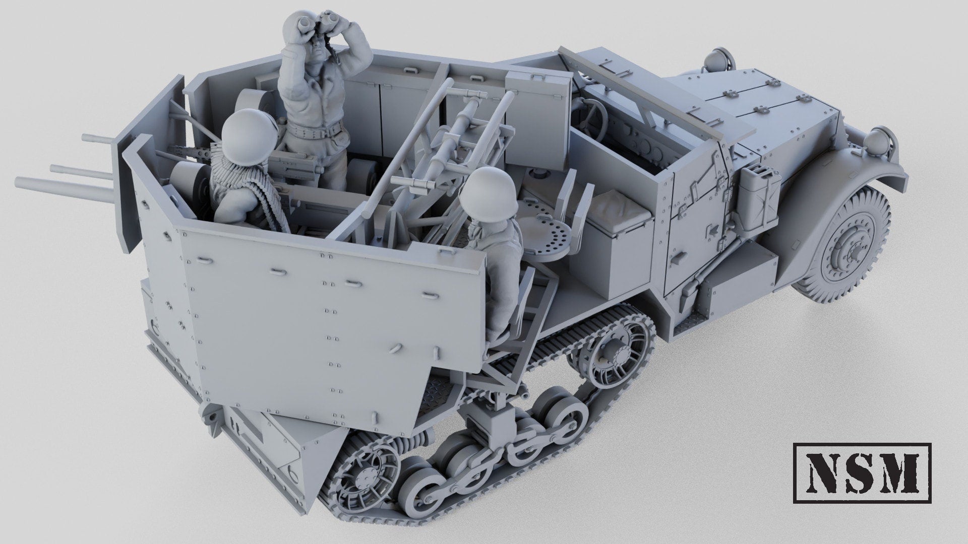 WWII US M15 MGMC Halftrack Resin (2 crew and driver) Historical Wargaming