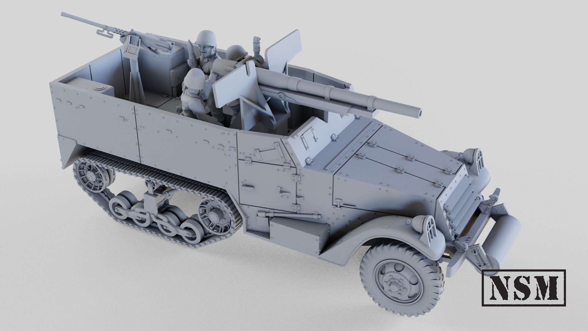 WWII US M3 75mm GMC Halftrack with Option for T12 Various Scales Historical Wargaming