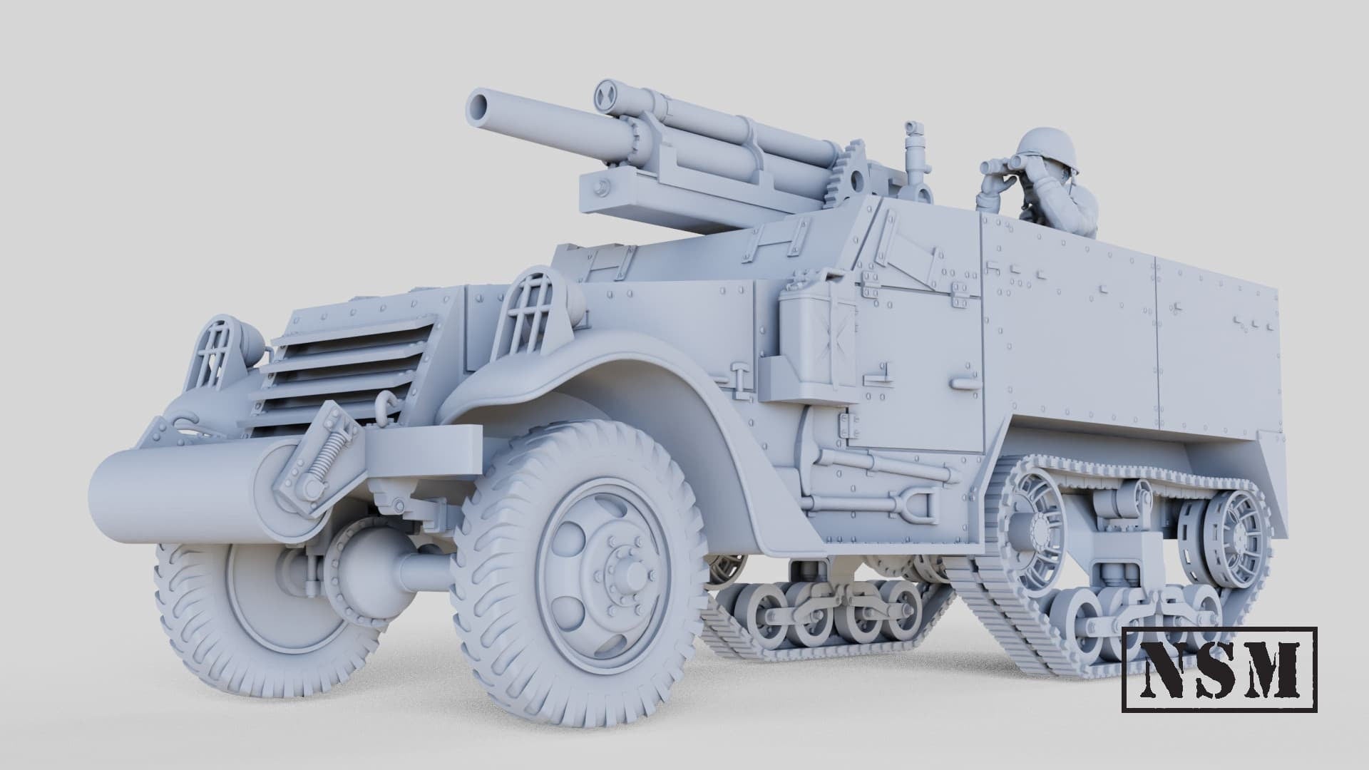WWII US T19 HMC Halftrack with 105mm Howitzer Various Scales Historical Wargaming