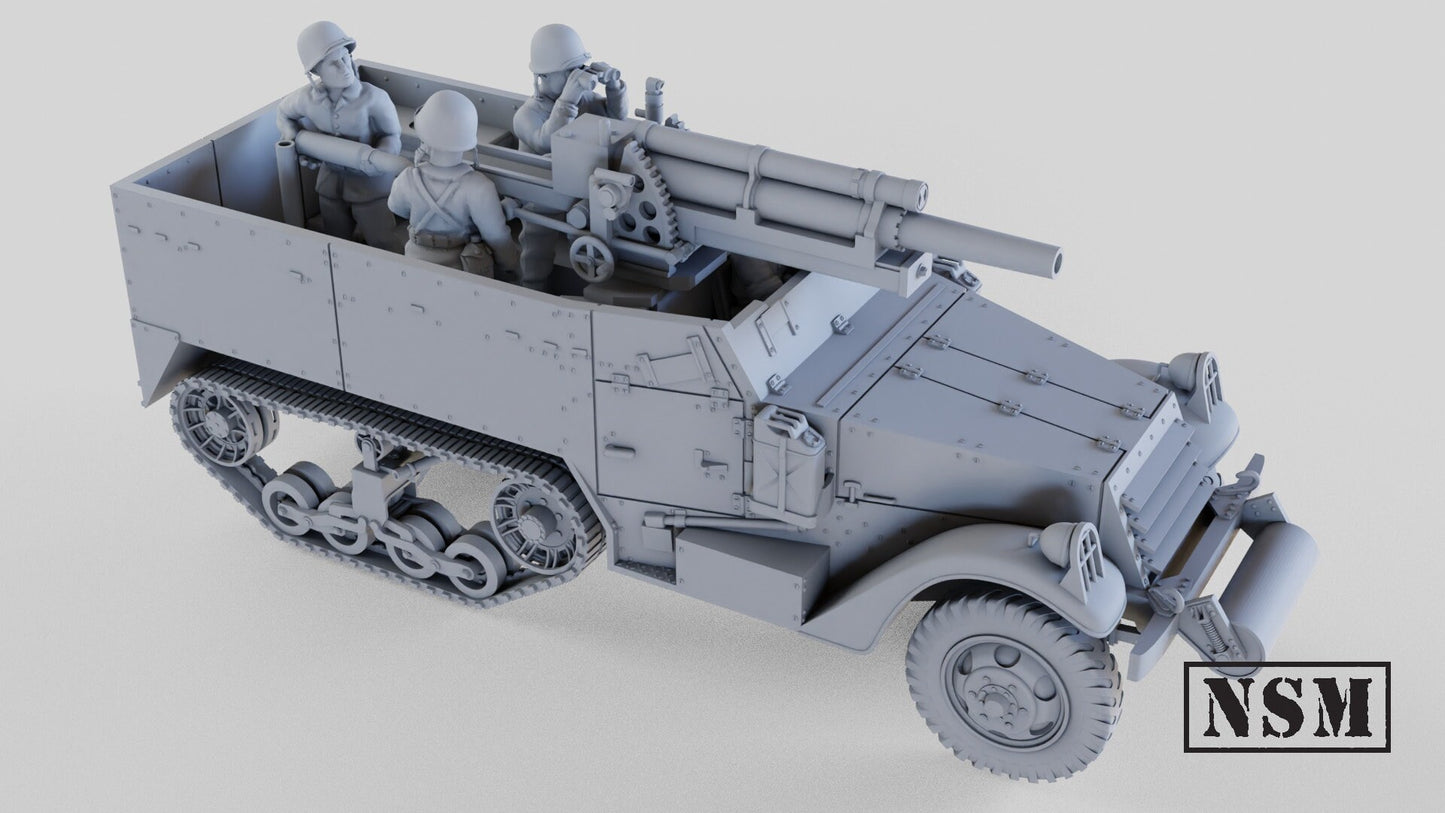 WWII US T19 HMC Halftrack with 105mm Howitzer Various Scales Historical Wargaming