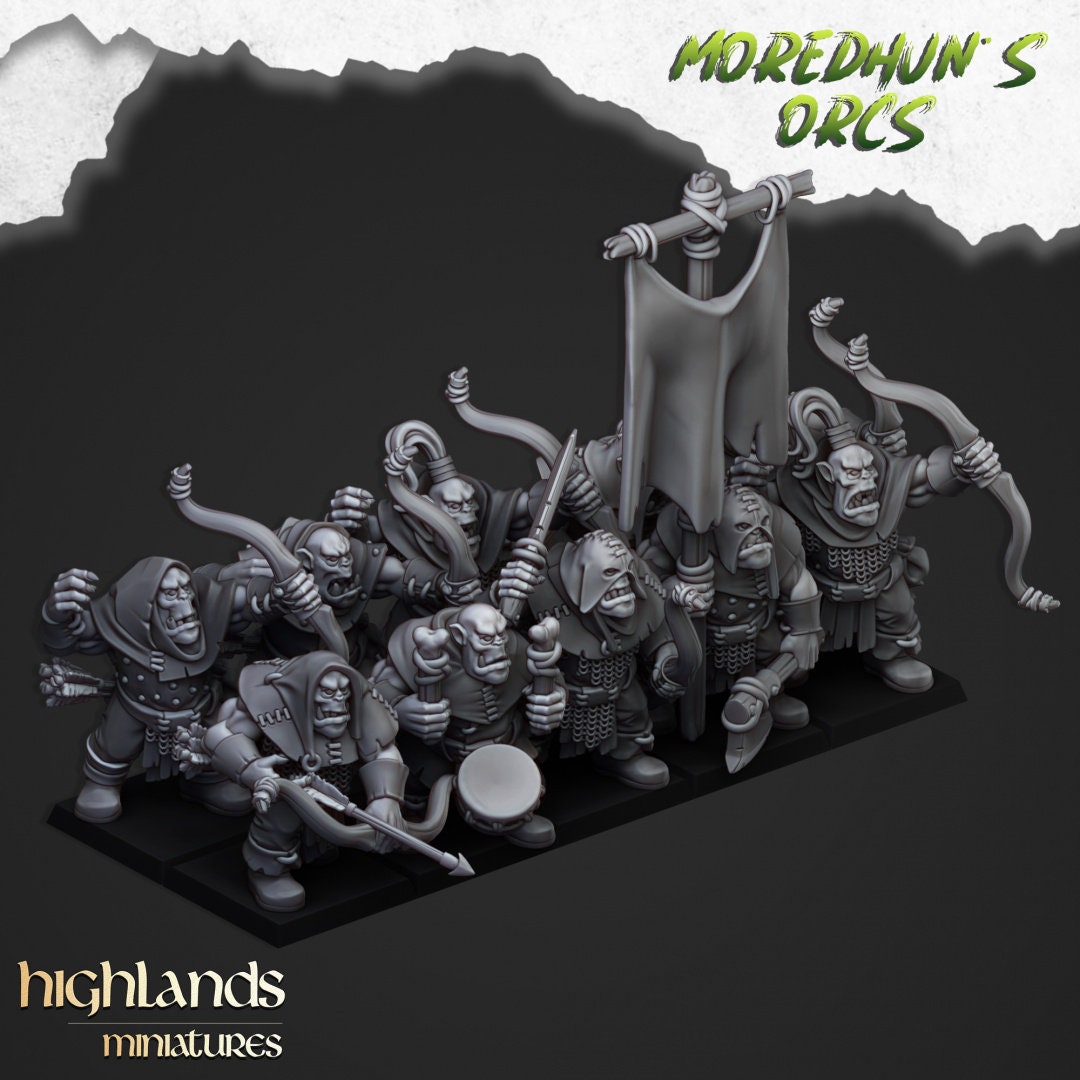 Highland Miniatures Orc Archers x10 Fantasy TOW AOS