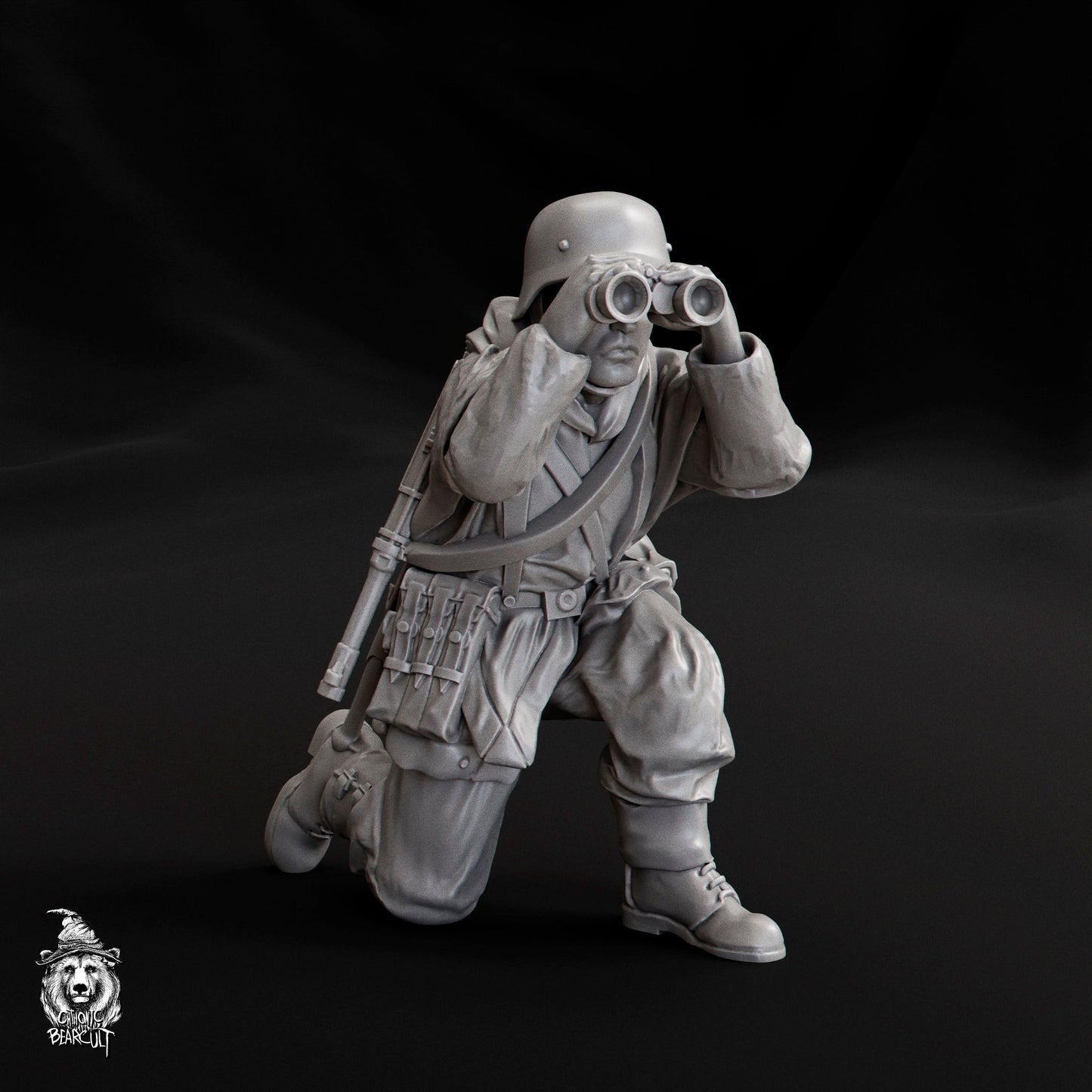WWII German Sniper Team with Scenic Bases (3 models) Various Scales Historical Wargaming (US tariffs are pre-paid by us)