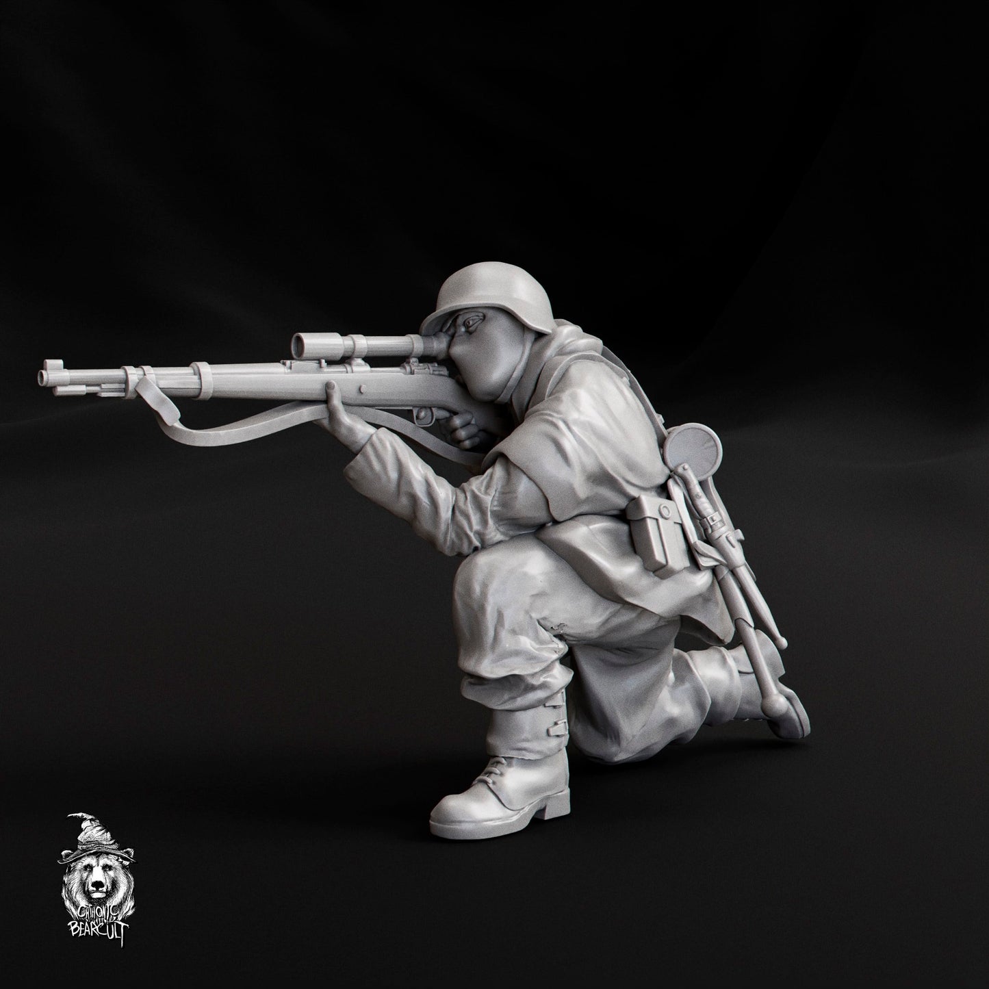 WWII German Sniper Team with Scenic Bases (3 models) Various Scales Historical Wargaming (US tariffs are pre-paid by us)