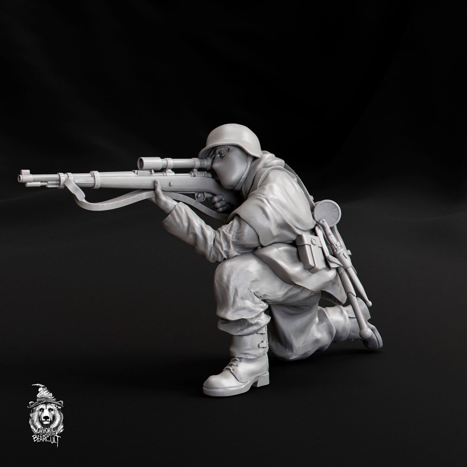 WWII German Sniper Team with Scenic Bases (3 models) Various Scales Historical Wargaming (US tariffs are pre-paid by us)