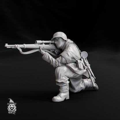 WWII German Sniper Team with Scenic Bases (3 models) Various Scales Historical Wargaming (US tariffs are pre-paid by us)