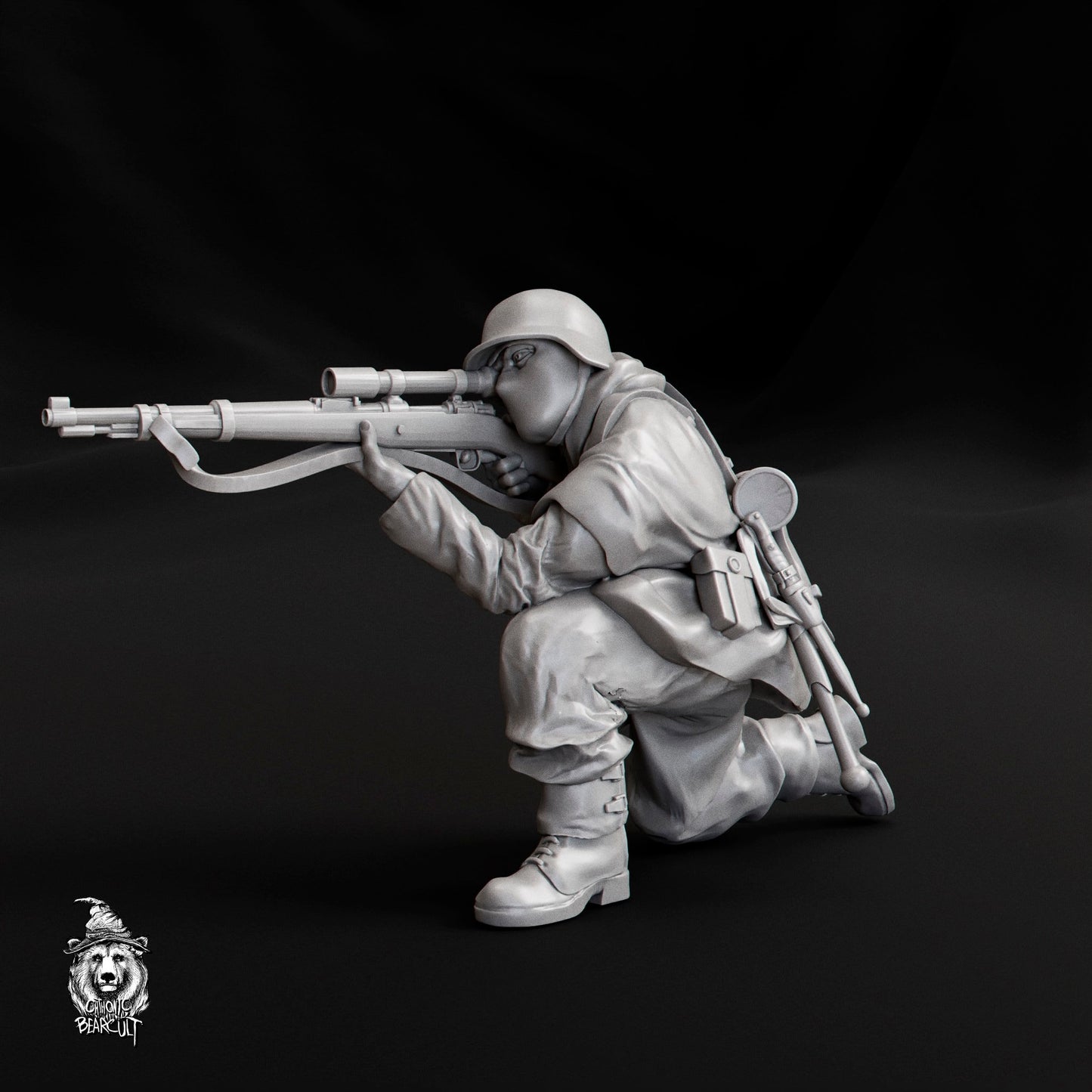 WWII German Sniper Team with Scenic Bases (3 models) Various Scales Historical Wargaming