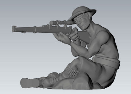 WWII British 8th Army Sniper Team (2 models) Various Scales Historical Wargaming