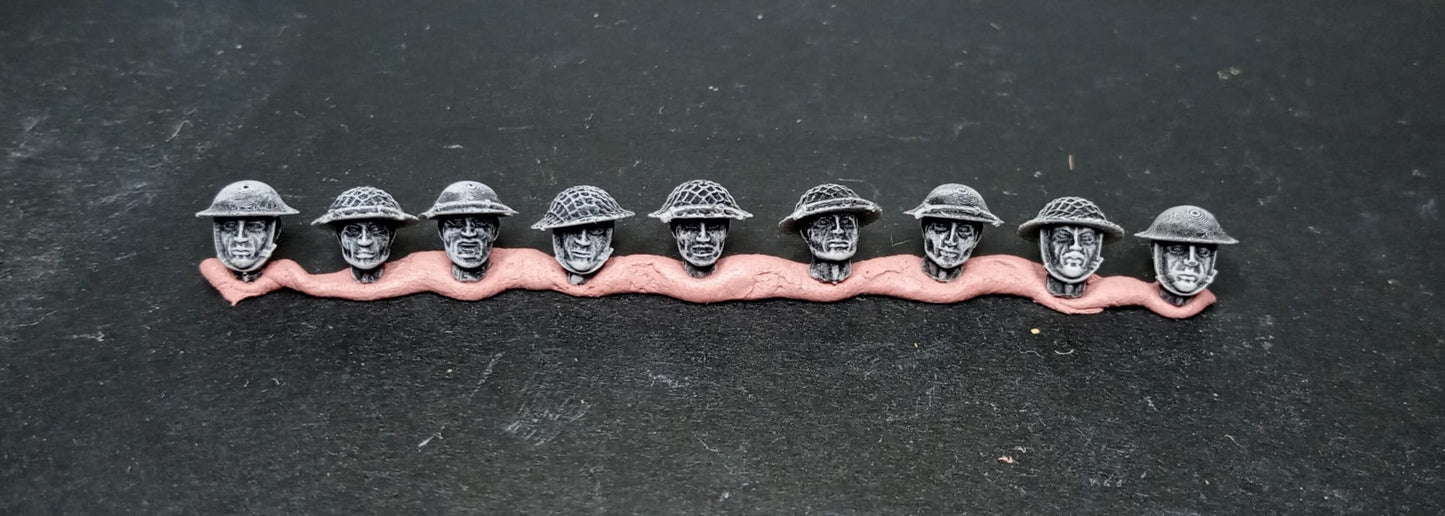 WWII British Heads Set (9 models) Various Scales Historical Wargaming