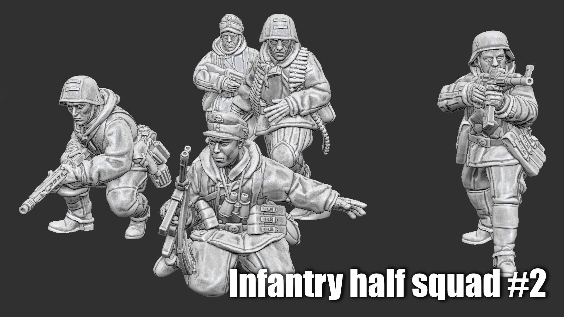 WWII German Late War Cavalry Dismounted Squad (10 models) Various Scales Historical Wargaming (US tariffs are pre-paid by us)