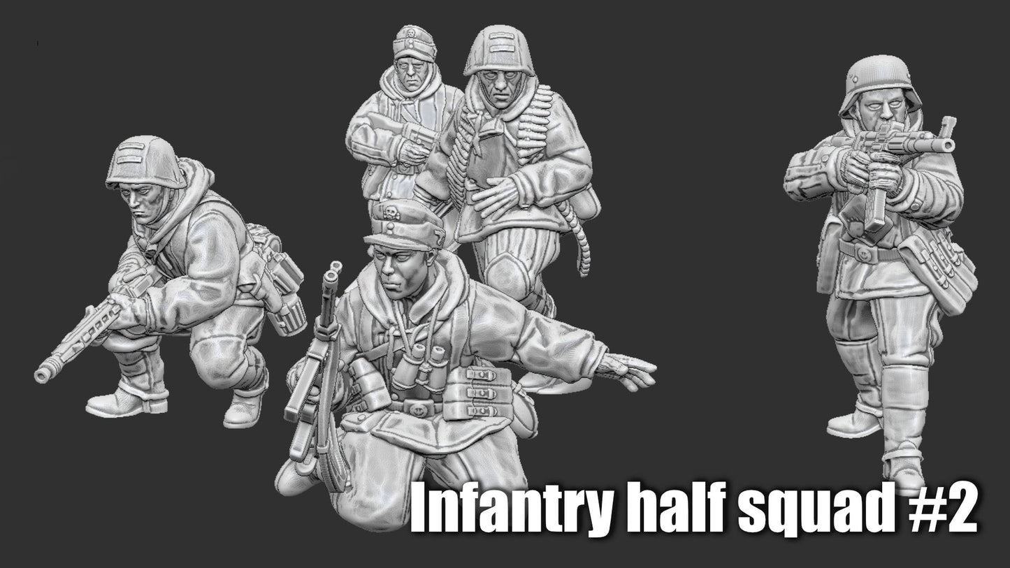 WWII German Late War Cavalry Dismounted Squad (10 models) Various Scales Historical Wargaming