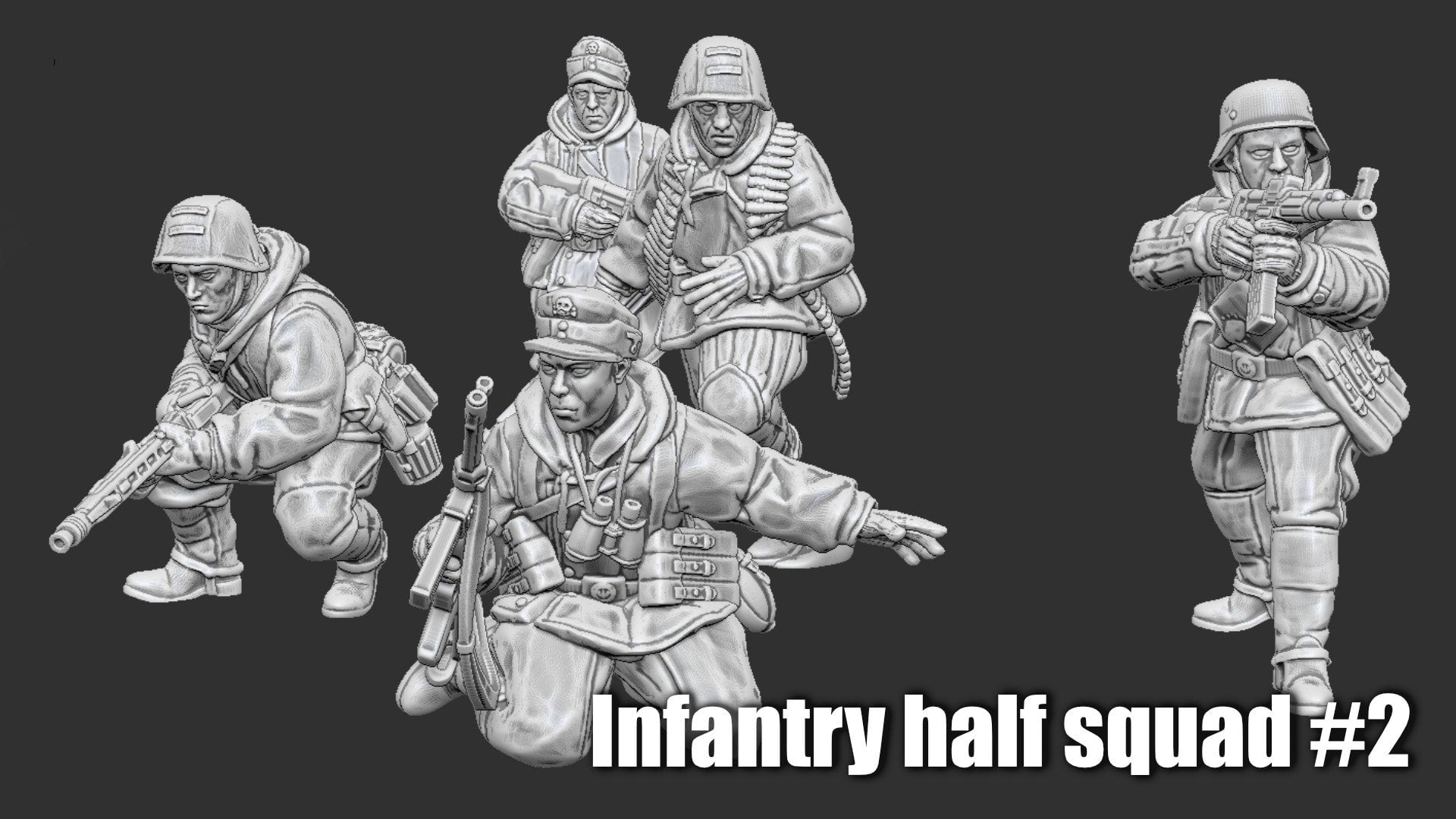 WWII German Late War Cavalry Dismounted Squad (10 models) Various Scales Historical Wargaming