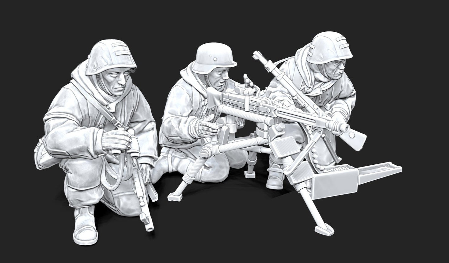 WWII German Schweres MG42 on tripod with crew (3 models) Various Scales Historical Wargaming