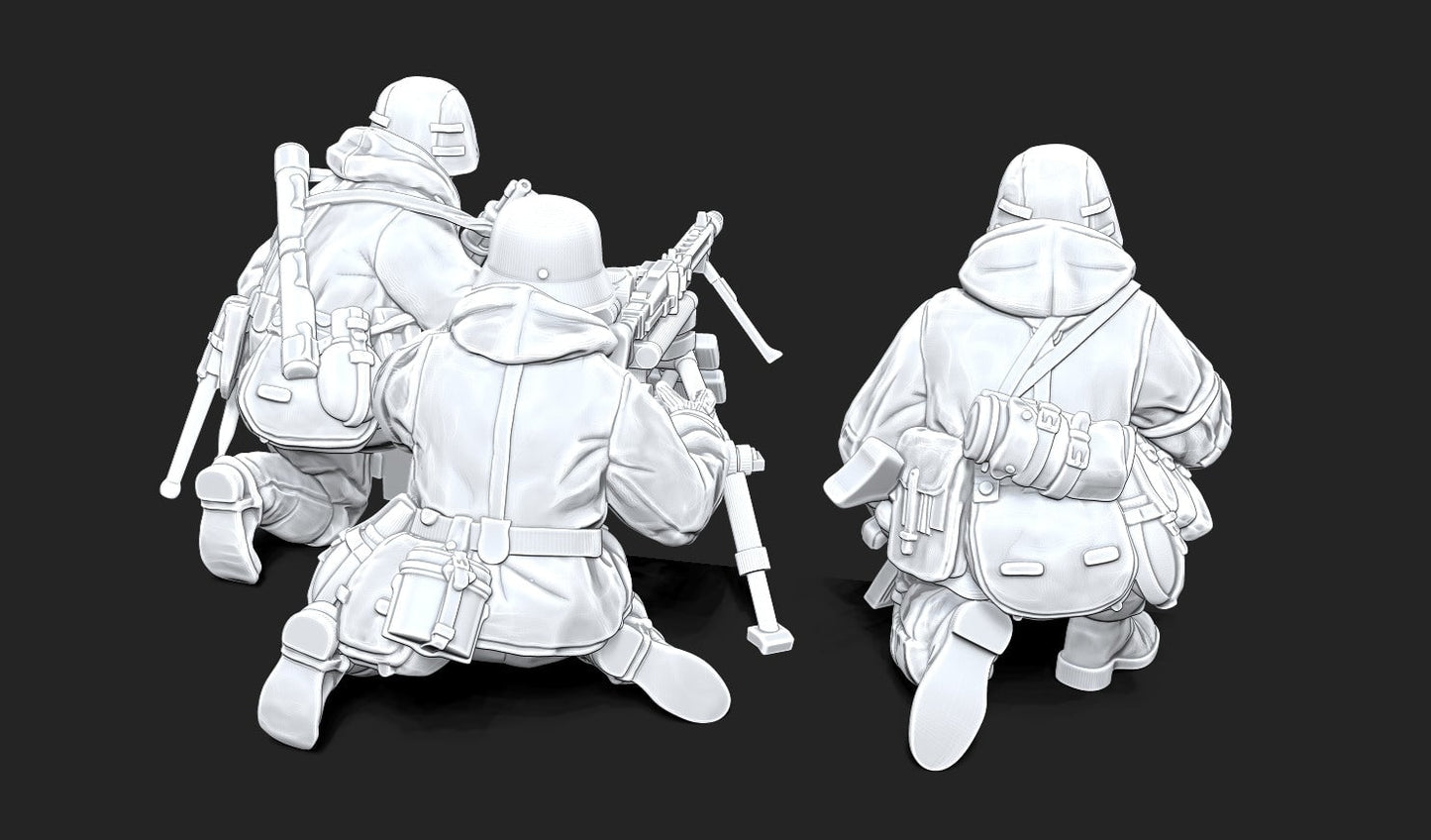 WWII German Schweres MG42 on tripod with crew (3 models) Various Scales Historical Wargaming