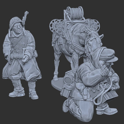 WWII Late War German Cavalry – Field Telephone (3 models) Various Scales Historical Wargaming