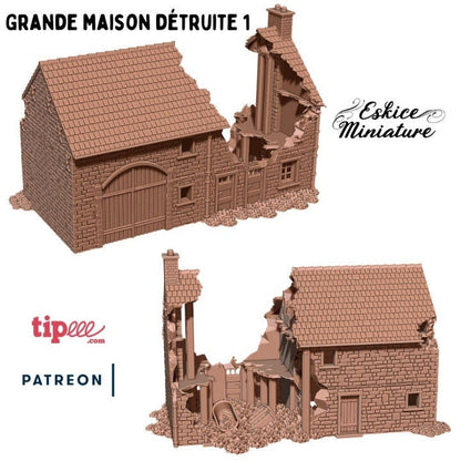 Wargaming Terrain Destroyed French House Various Scales Historical Wargaming